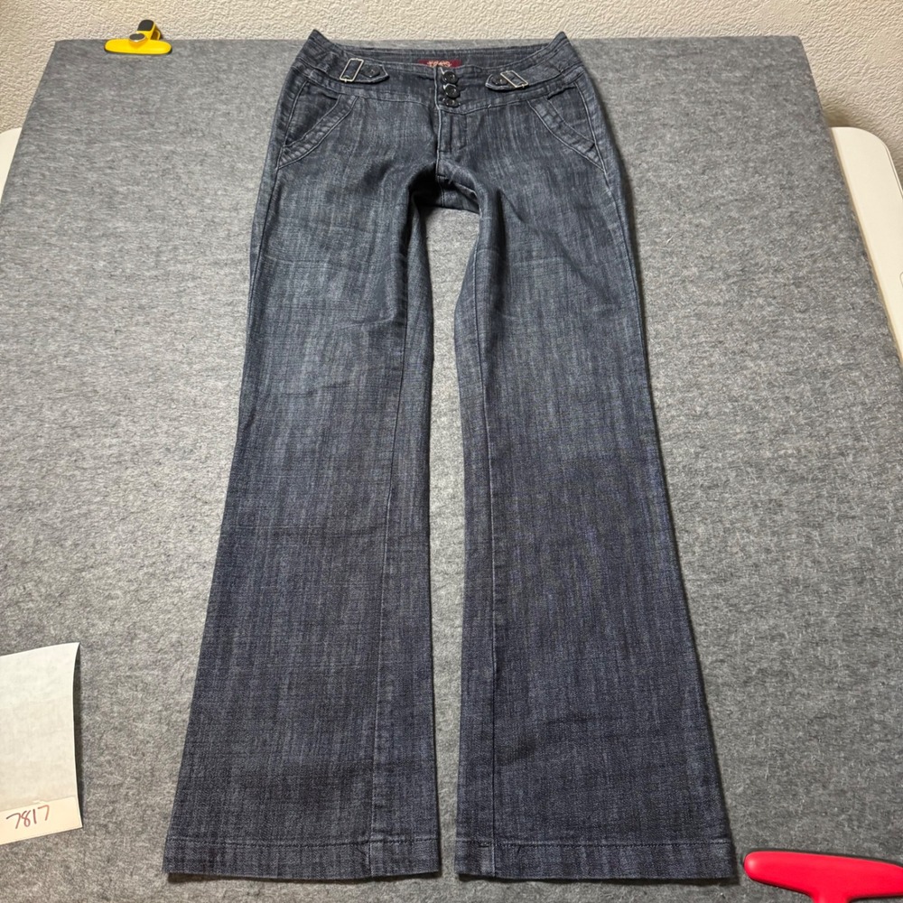 VTG Y2K One One Authentic Denim Low Rise Dark Wash Flare Jeans Sz 8